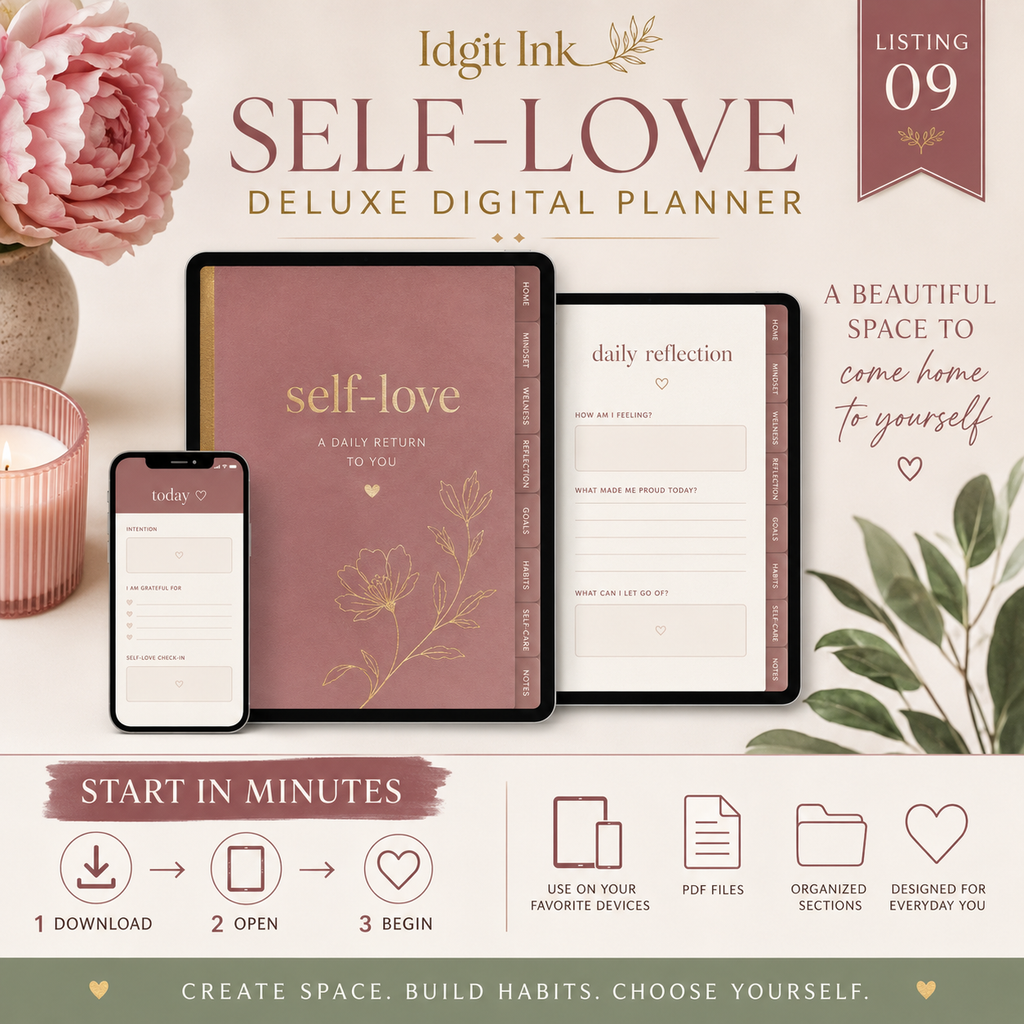 Self-Love Deluxe Digital Planner and Reflection Bundle — listing image 10