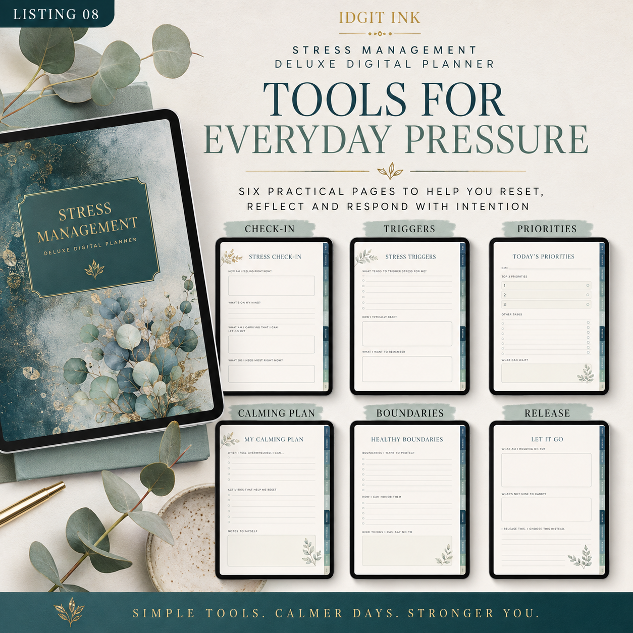 Stress-Management Deluxe Digital Planner and Coping Toolkit — listing image 06