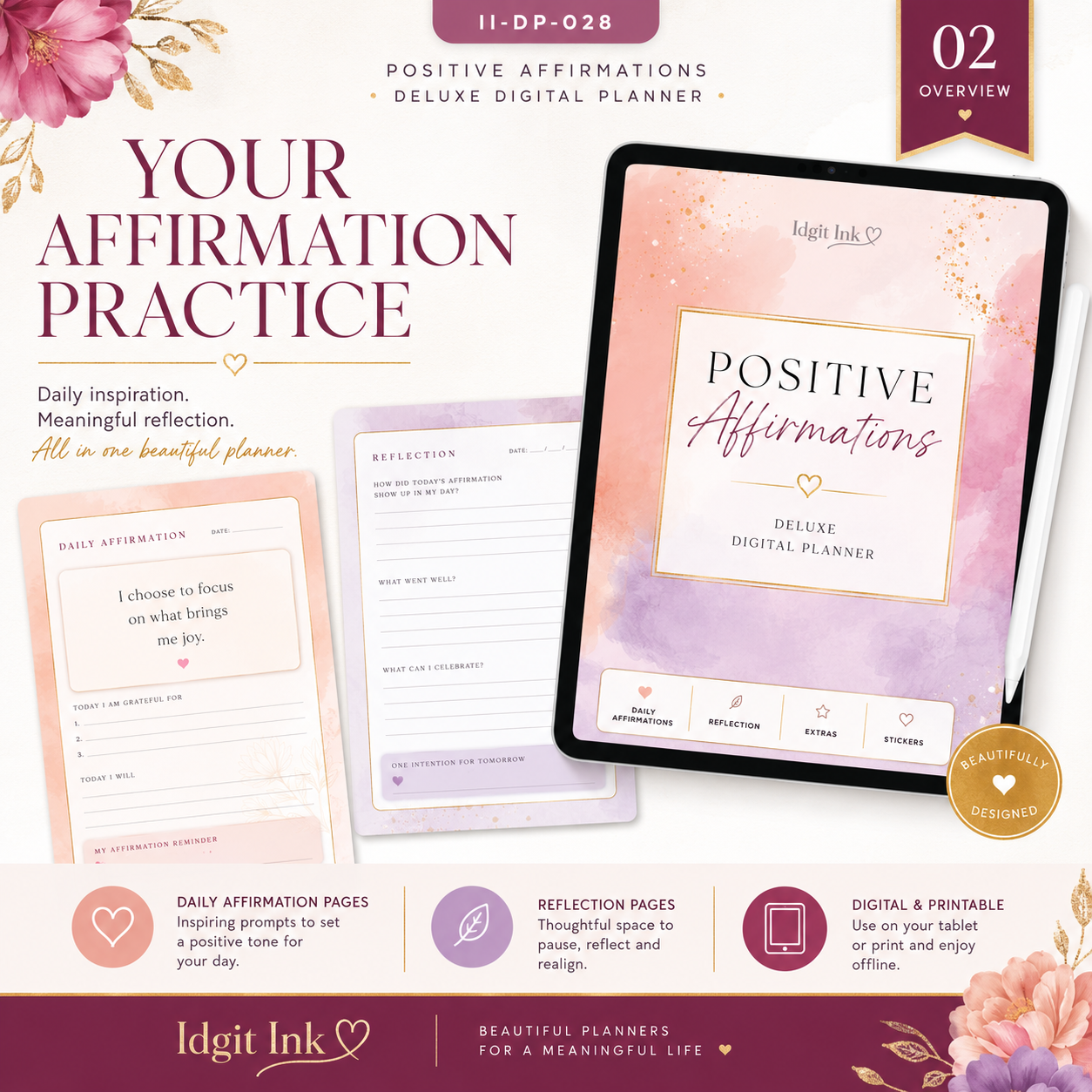 Positive Affirmations Deluxe Digital Planner and Card Bundle — listing image 02