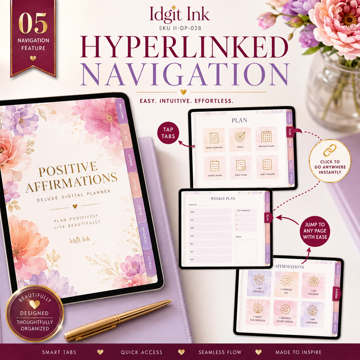 Positive Affirmations Deluxe Digital Planner and Card Bundle — listing image 06