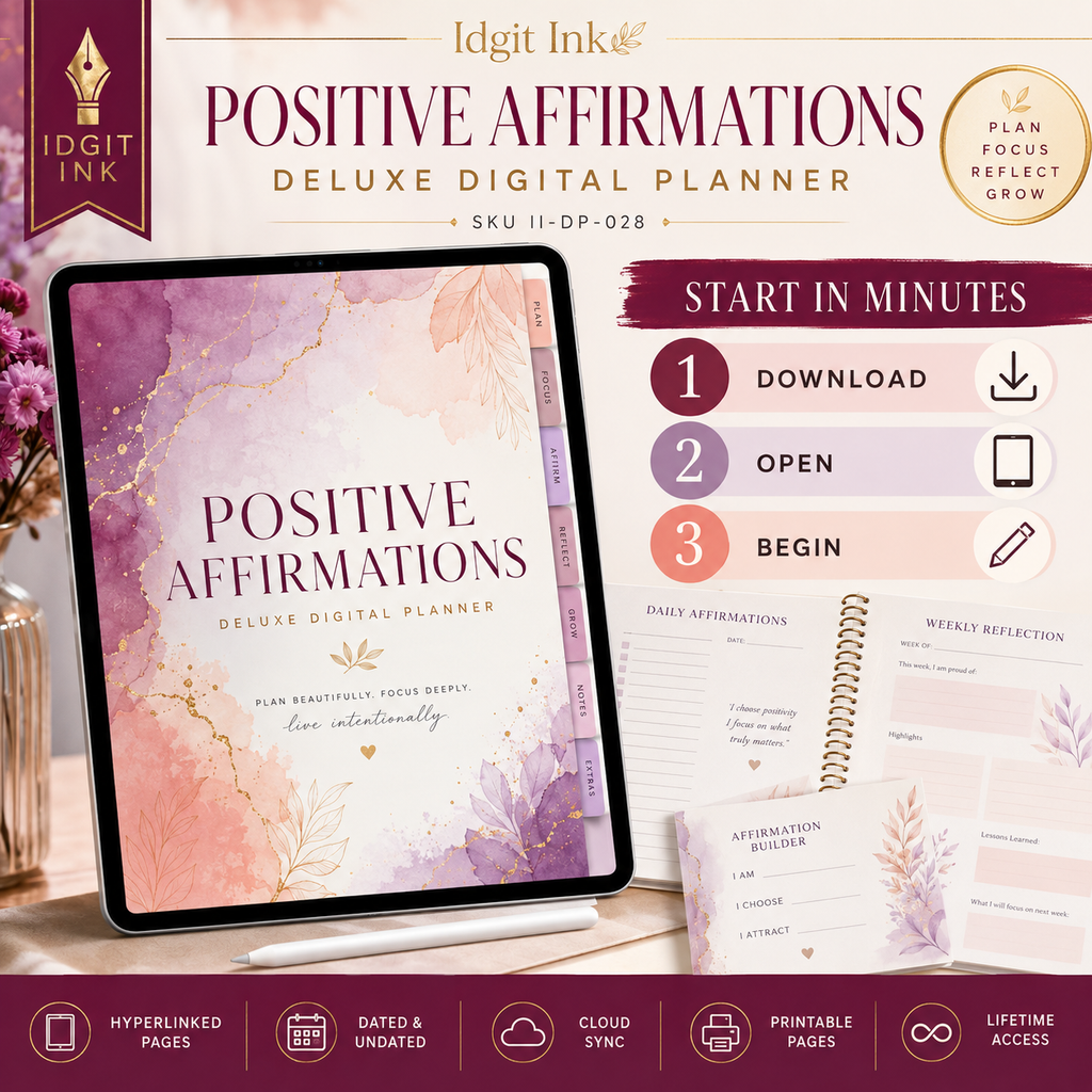 Positive Affirmations Deluxe Digital Planner and Card Bundle — listing image 09