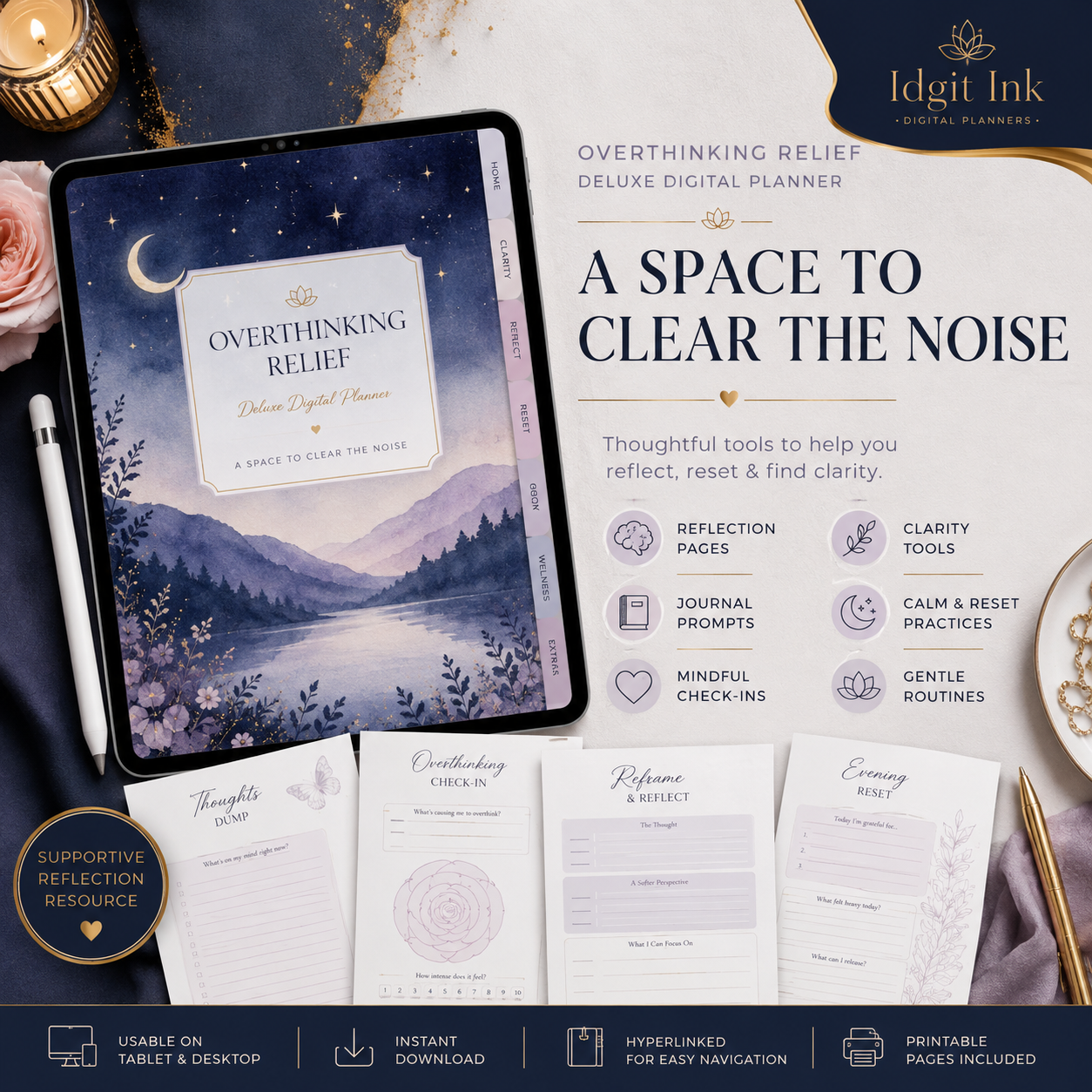 Overthinking Relief Deluxe Digital Planner and Mindset Toolkit — listing image 02