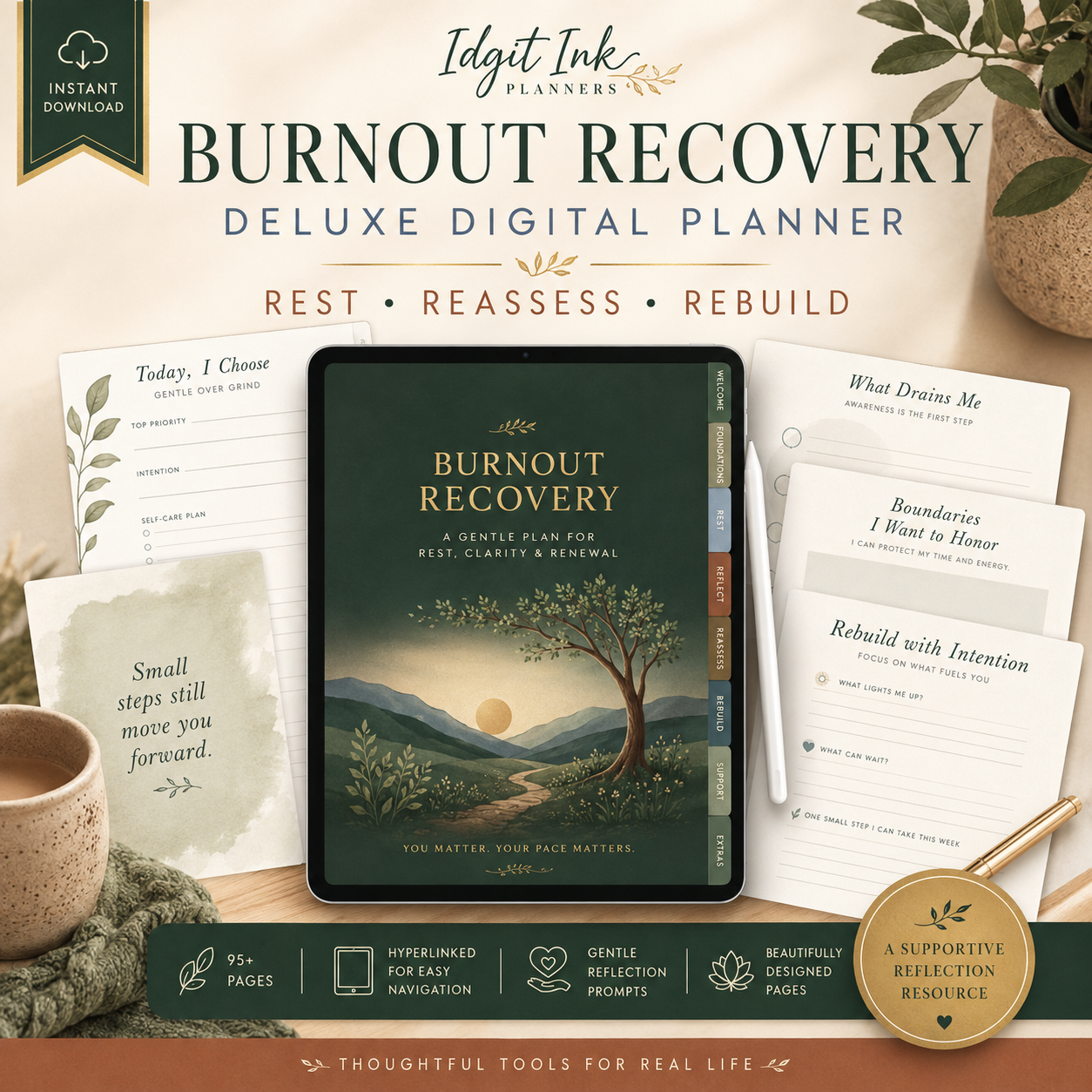 Burnout Recovery Deluxe Digital Planner and Reset Toolkit — listing image 01