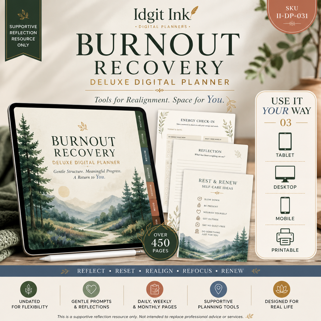 Burnout Recovery Deluxe Digital Planner and Reset Toolkit — listing image 02