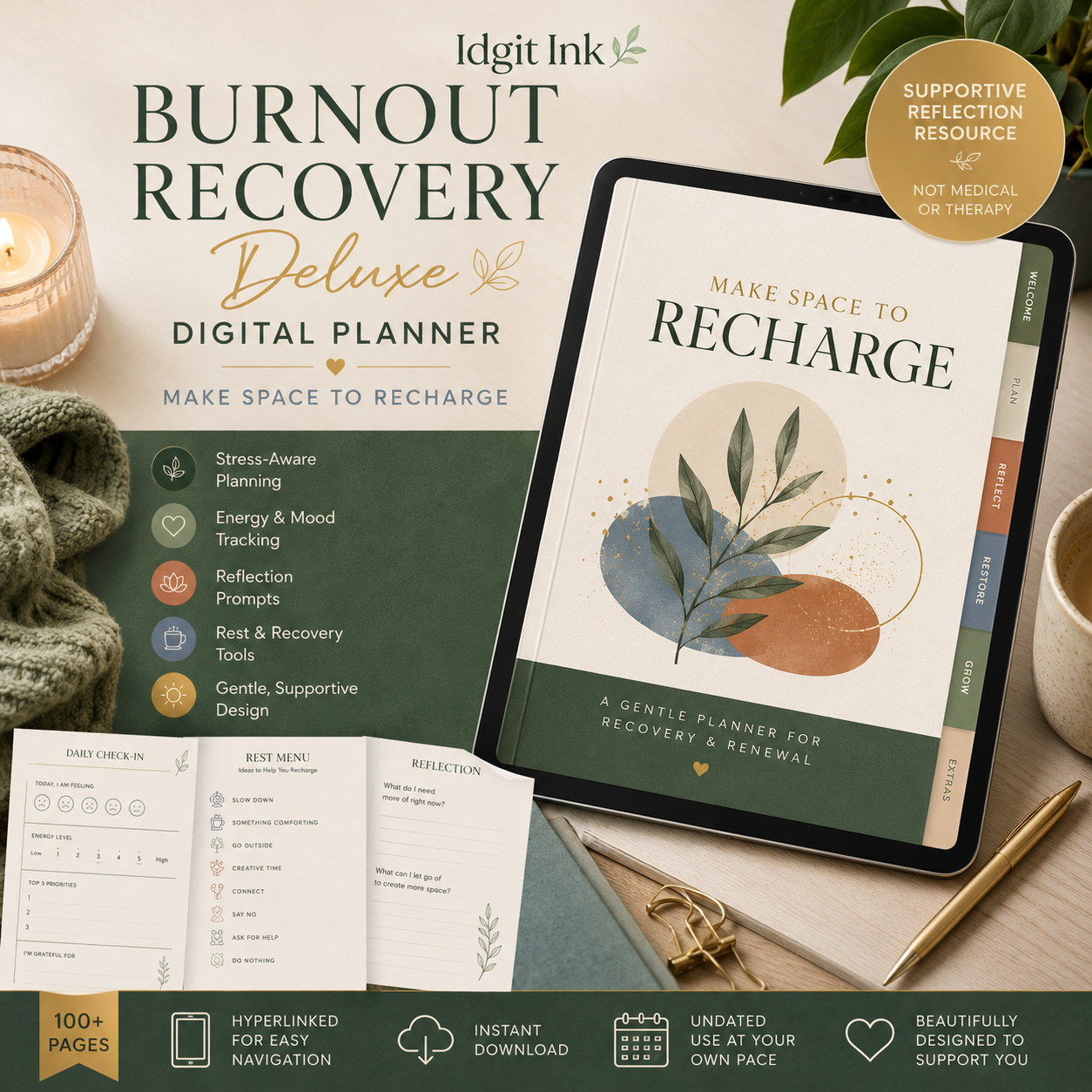 Burnout Recovery Deluxe Digital Planner and Reset Toolkit — listing image 07