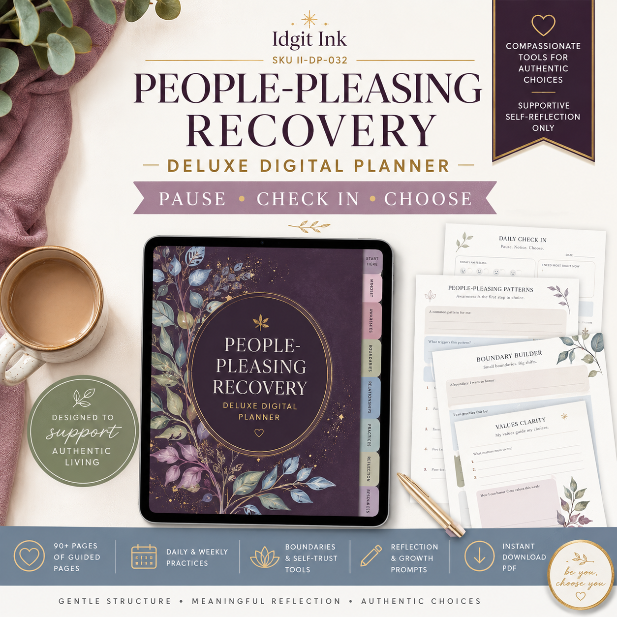 People-Pleasing Recovery Deluxe Digital Planner — listing image 01