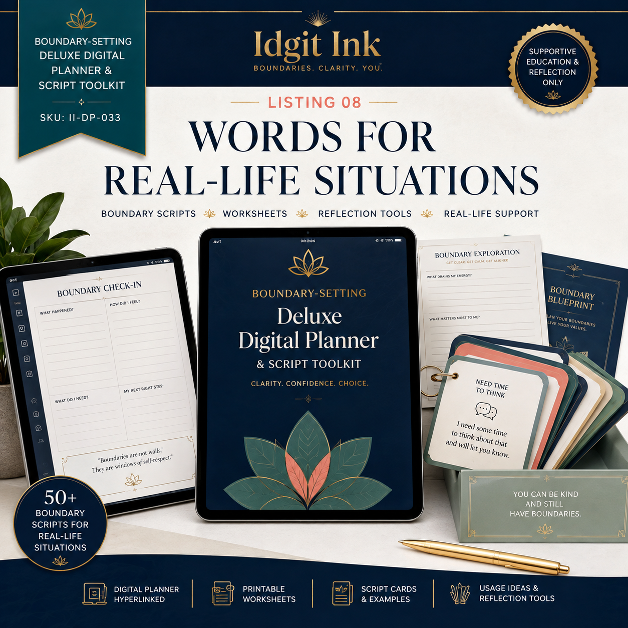 Boundary-Setting Deluxe Digital Planner and Script Toolkit — listing image 08