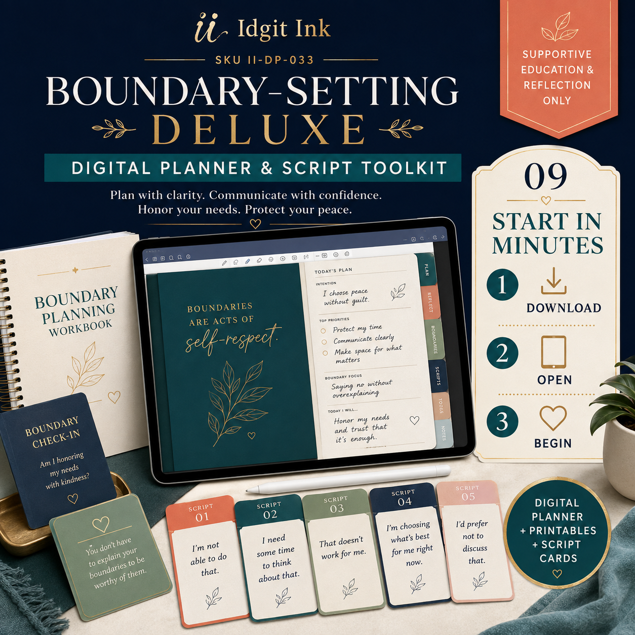 Boundary-Setting Deluxe Digital Planner and Script Toolkit — listing image 09