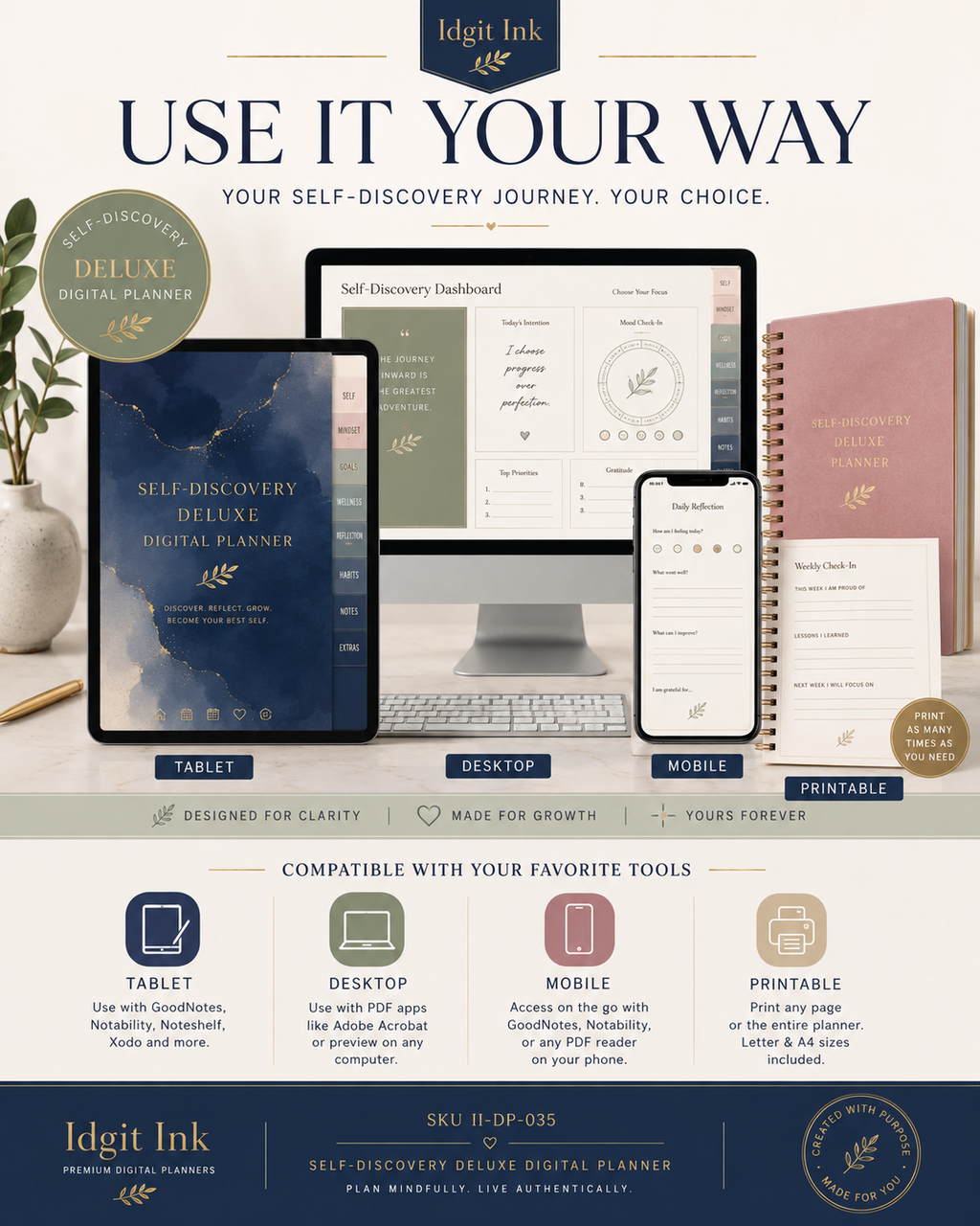 Self-Discovery Deluxe Digital Planner and Guided Workbook — listing image 04