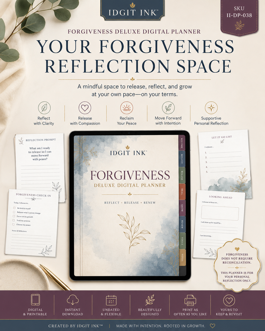 Forgiveness Deluxe Digital Planner and Reflection Workbook listing image 1 of 10