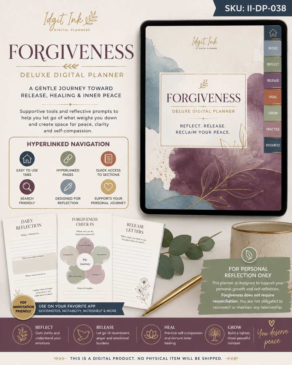 Forgiveness Deluxe Digital Planner and Reflection Workbook listing image 5 of 10
