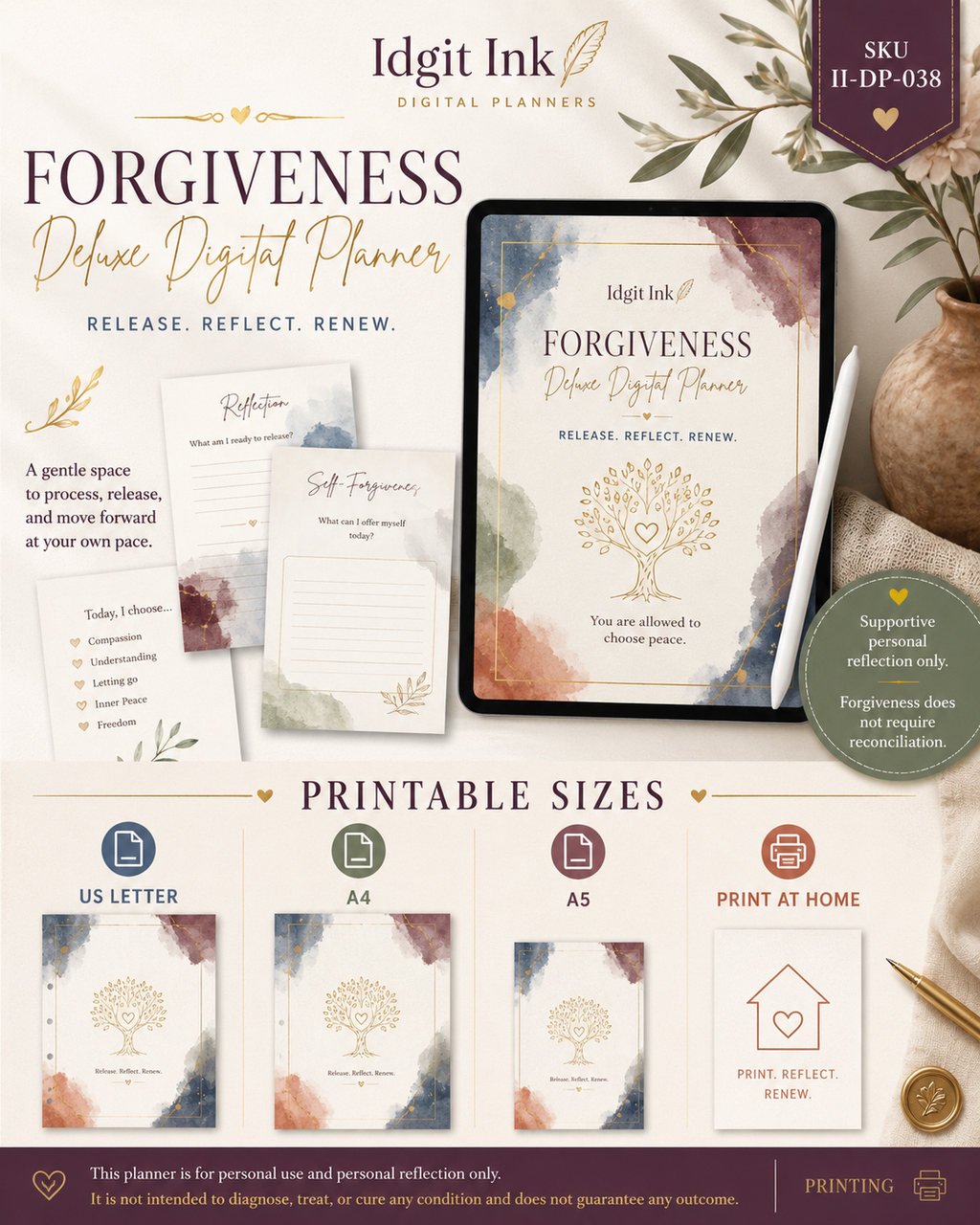 Forgiveness Deluxe Digital Planner and Reflection Workbook listing image 6 of 10