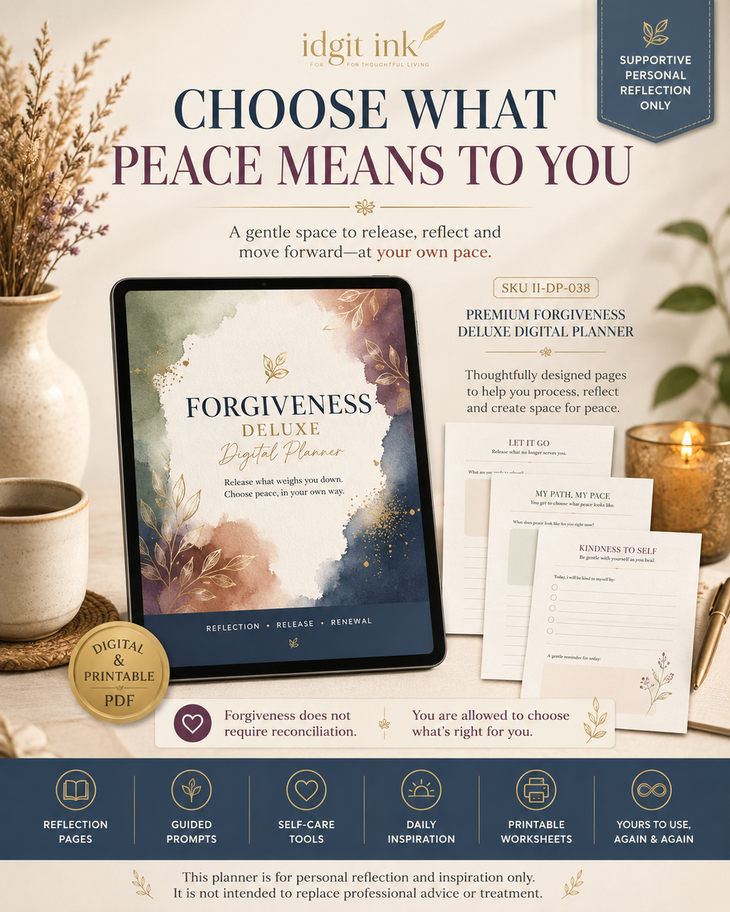Forgiveness Deluxe Digital Planner and Reflection Workbook listing image 7 of 10