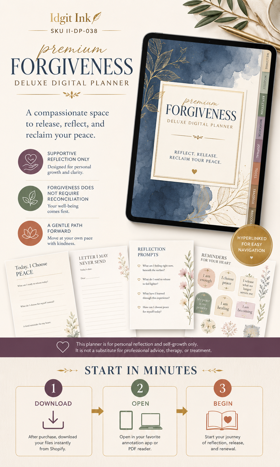 Forgiveness Deluxe Digital Planner and Reflection Workbook listing image 9 of 10
