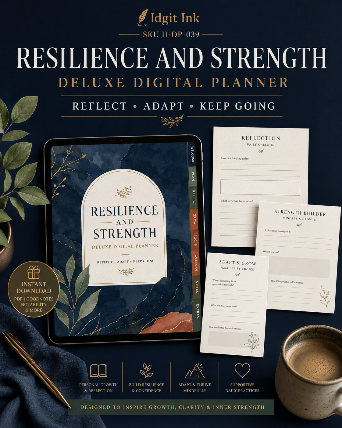 Resilience and Strength Deluxe Digital Planner listing image 1 of 10