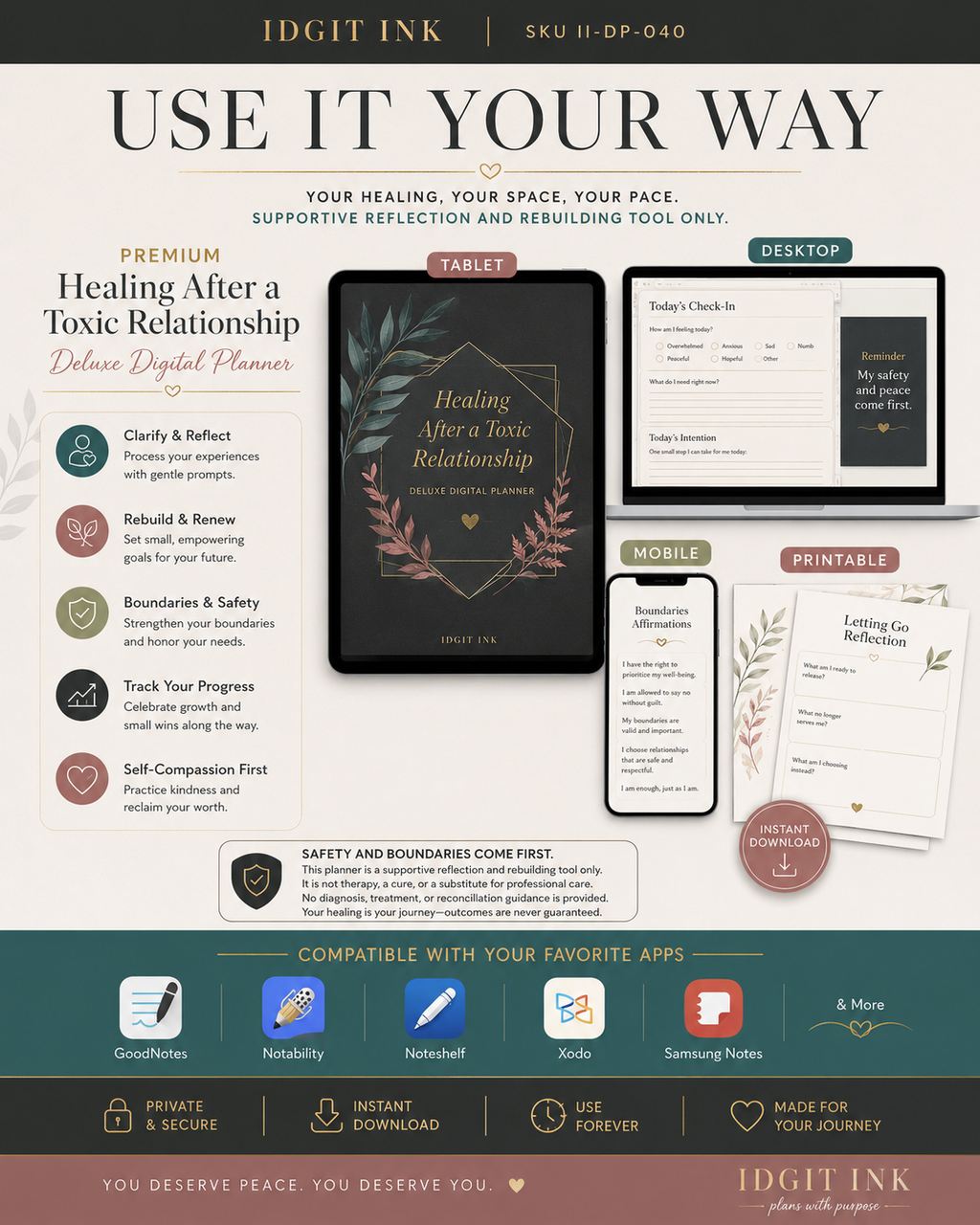 Healing After a Toxic Relationship Deluxe Digital Planner listing image 3 of 10