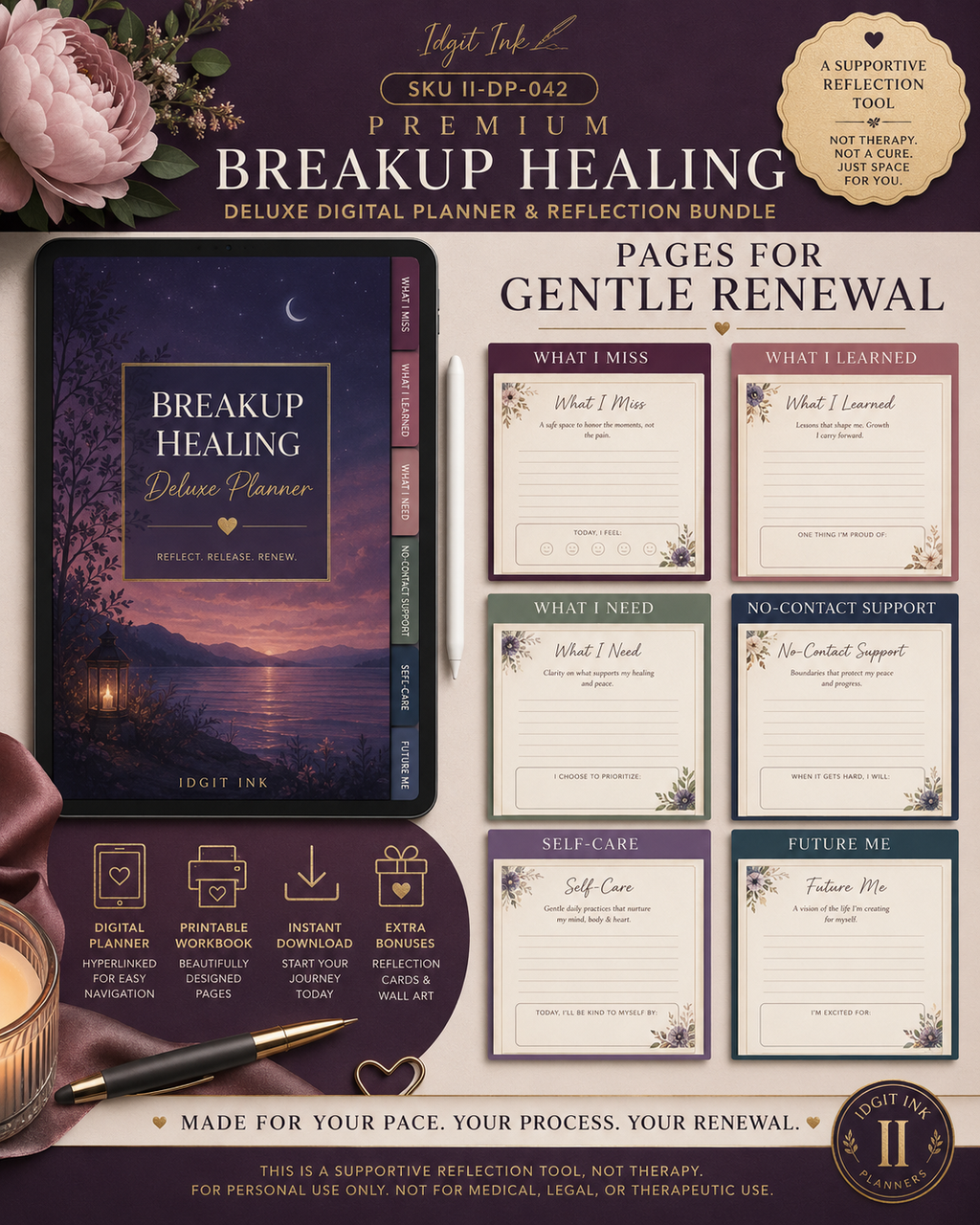Breakup Healing Deluxe Digital Planner and Reflection Bundle listing image 4 of 10