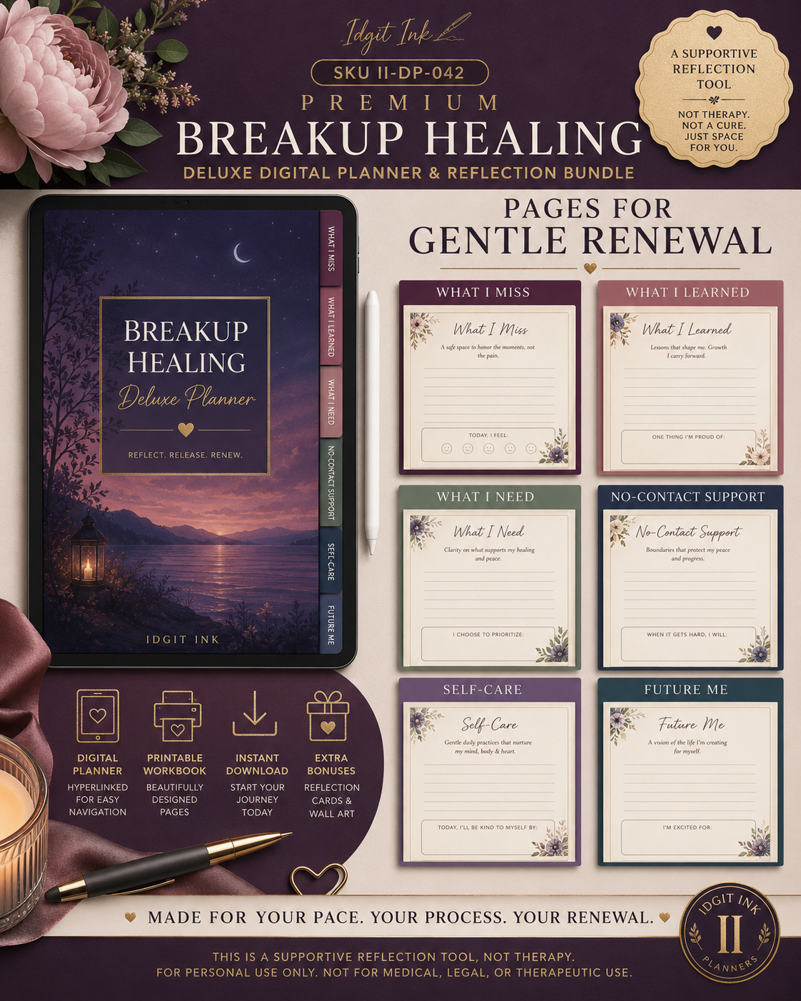 Breakup Healing Deluxe Digital Planner and Reflection Bundle listing image 4 of 10