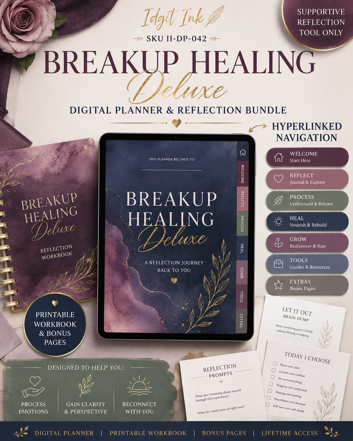 Breakup Healing Deluxe Digital Planner and Reflection Bundle listing image 5 of 10
