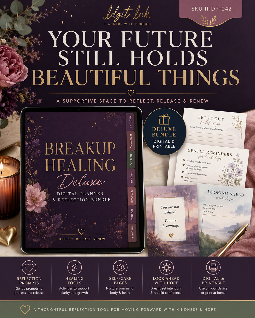 Breakup Healing Deluxe Digital Planner and Reflection Bundle listing image 8 of 10