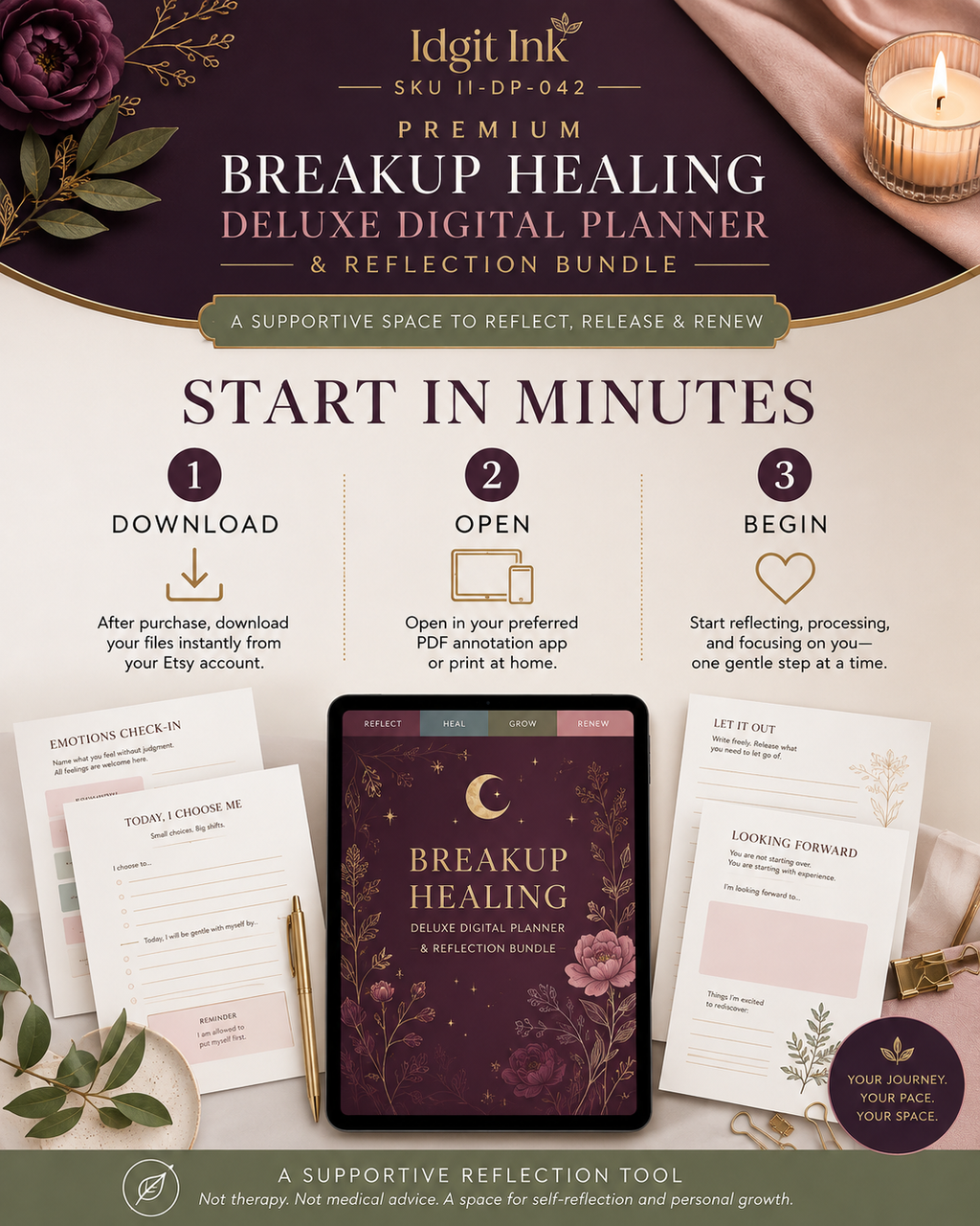 Breakup Healing Deluxe Digital Planner and Reflection Bundle listing image 9 of 10