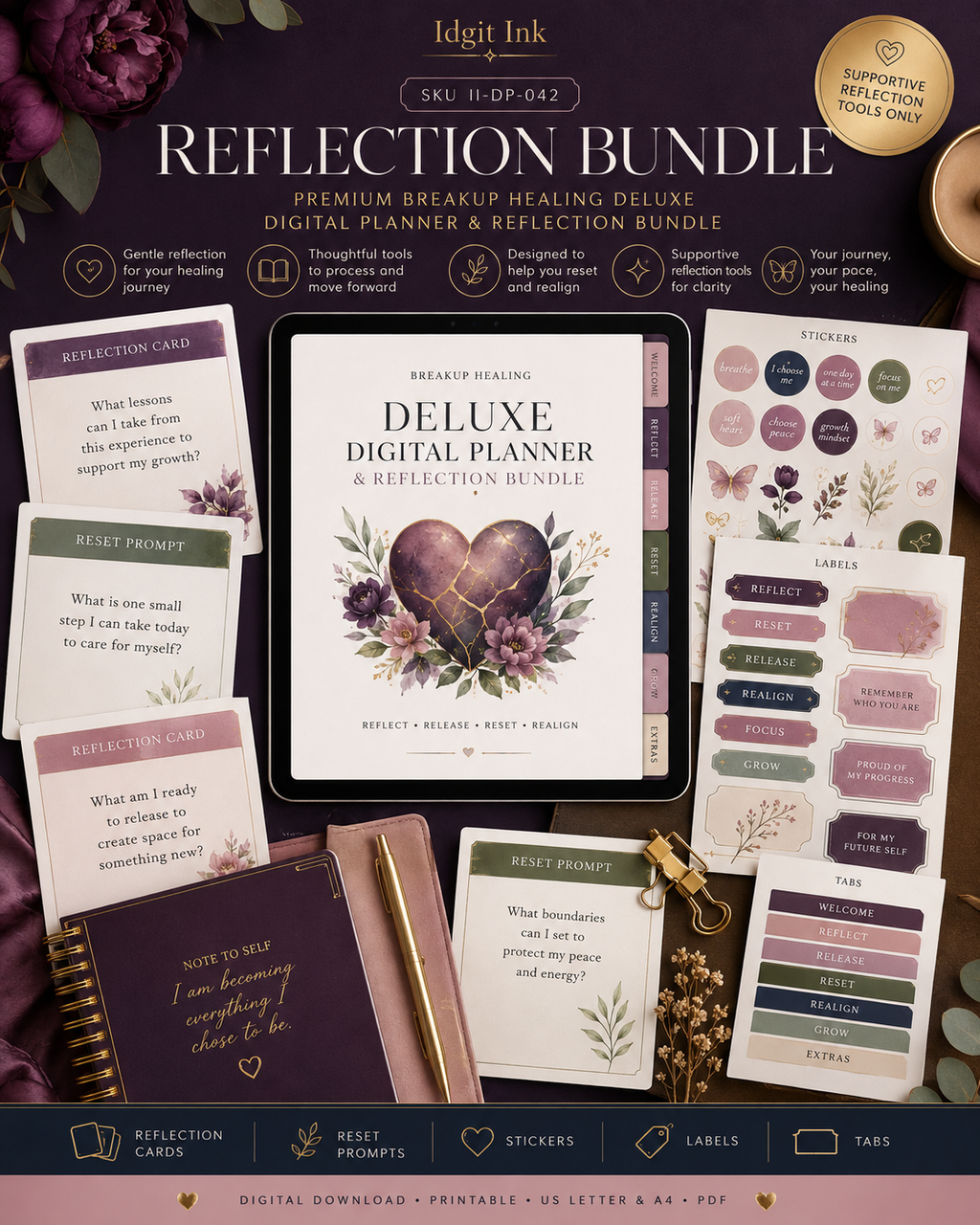 Breakup Healing Deluxe Digital Planner and Reflection Bundle listing image 10 of 10