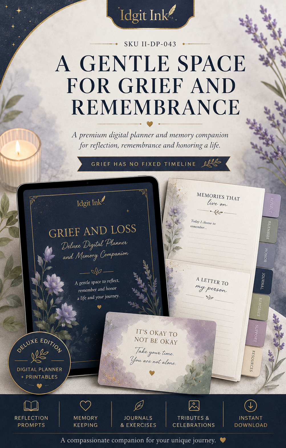 Grief and Loss Deluxe Digital Planner and Memory Companion listing image 1 of 10