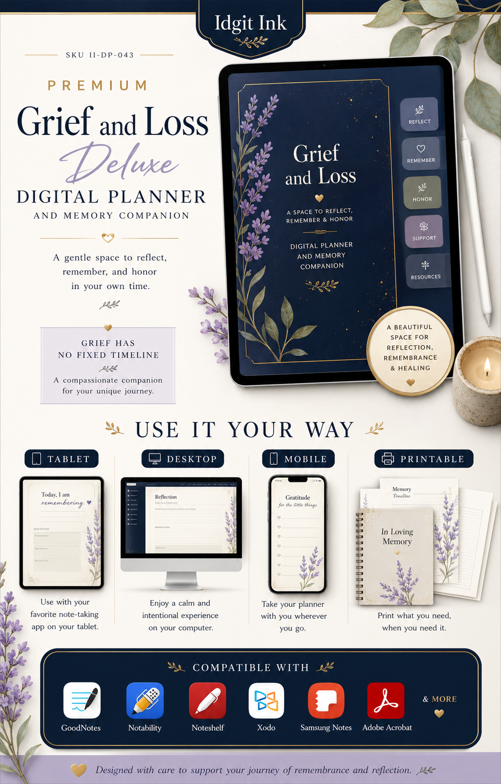 Grief and Loss Deluxe Digital Planner and Memory Companion listing image 6 of 10