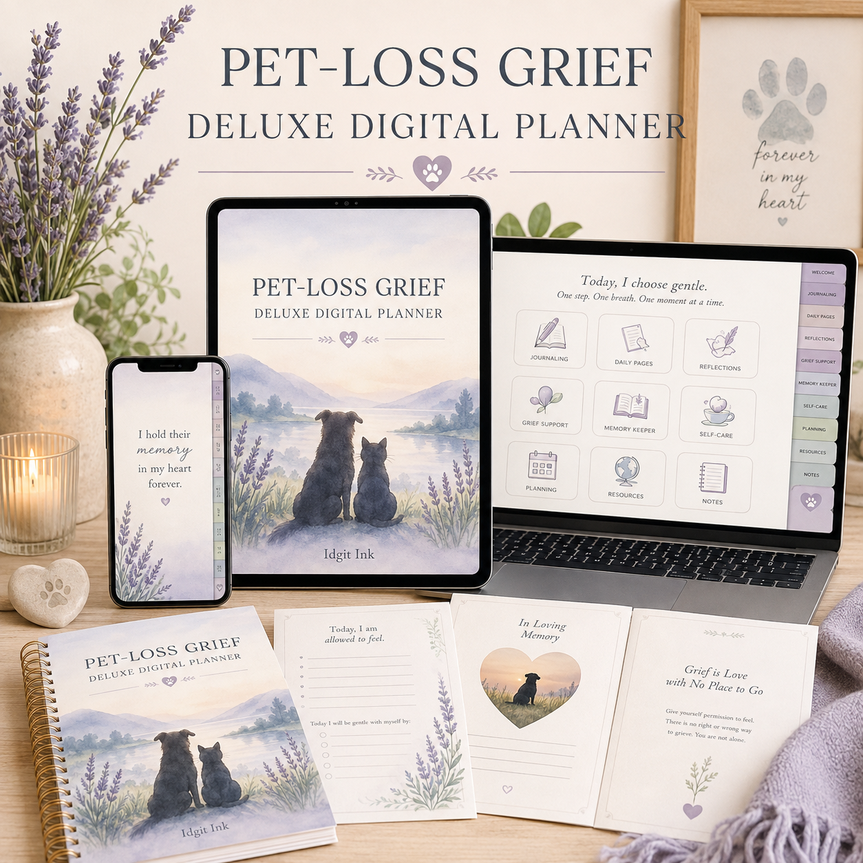 Pet-Loss Grief Deluxe Digital Planner and Memory Keepsake listing image 1 of 10