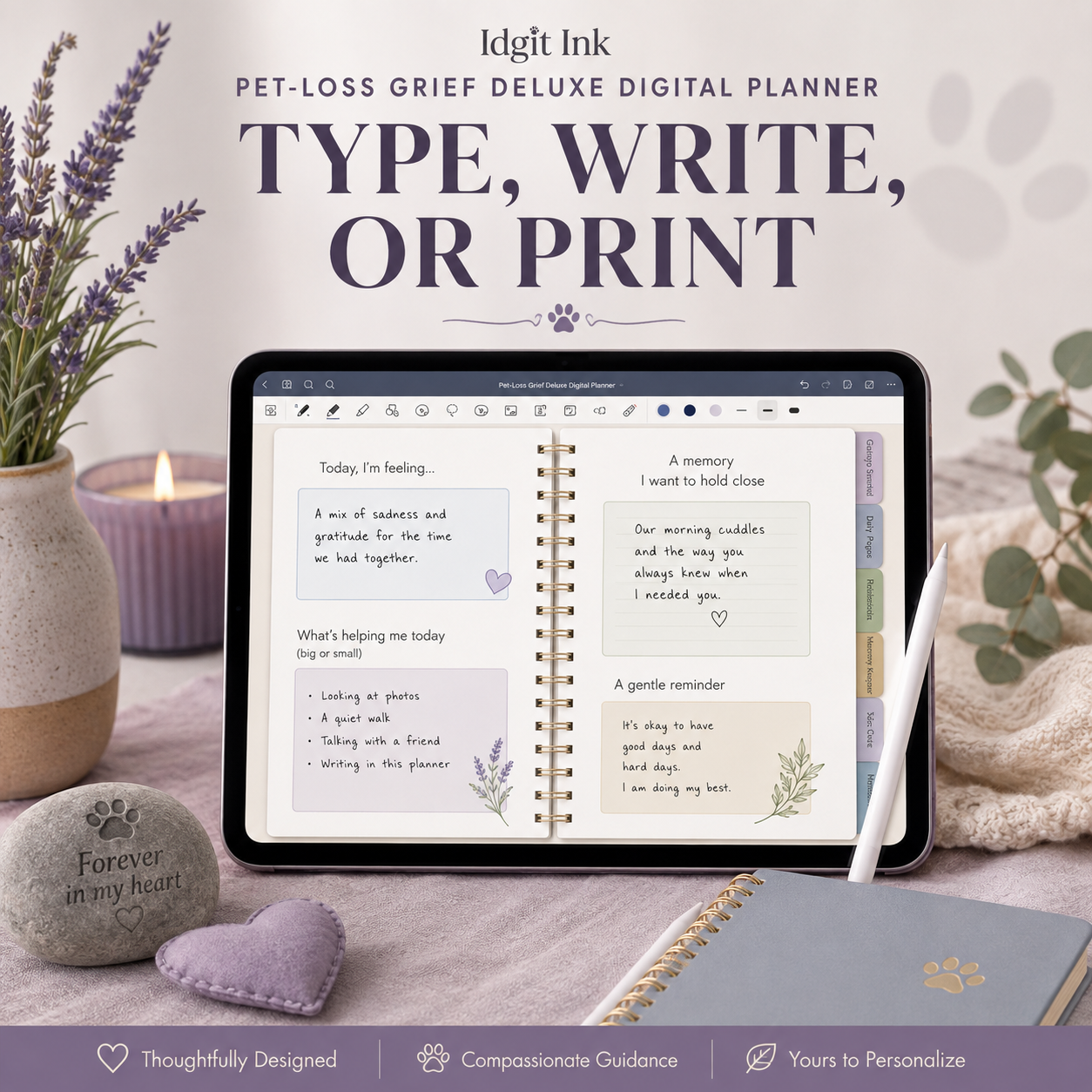 Pet-Loss Grief Deluxe Digital Planner and Memory Keepsake listing image 7 of 10