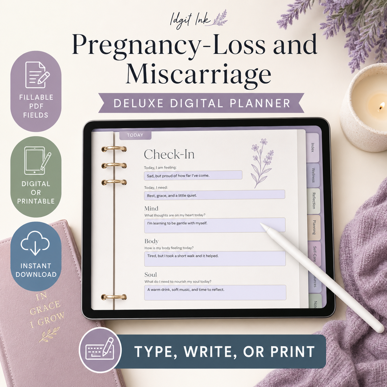 Pregnancy-Loss Support Deluxe Digital Planner — listing image 07