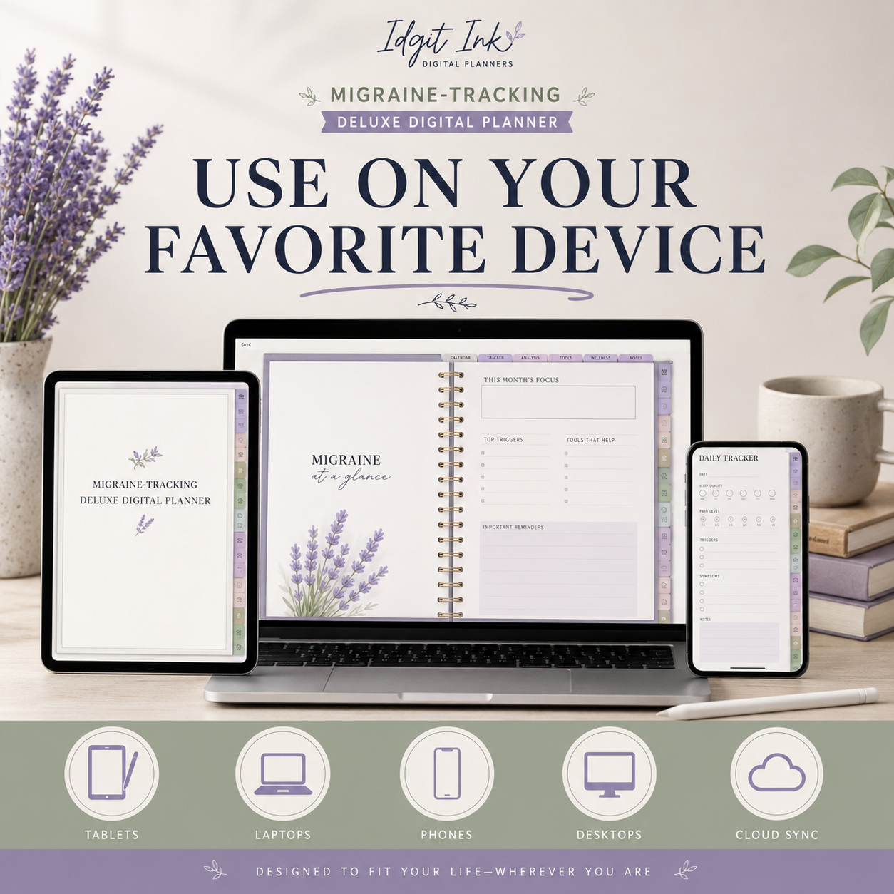 Migraine-Tracking Deluxe Digital Health Planner listing image 3 of 10