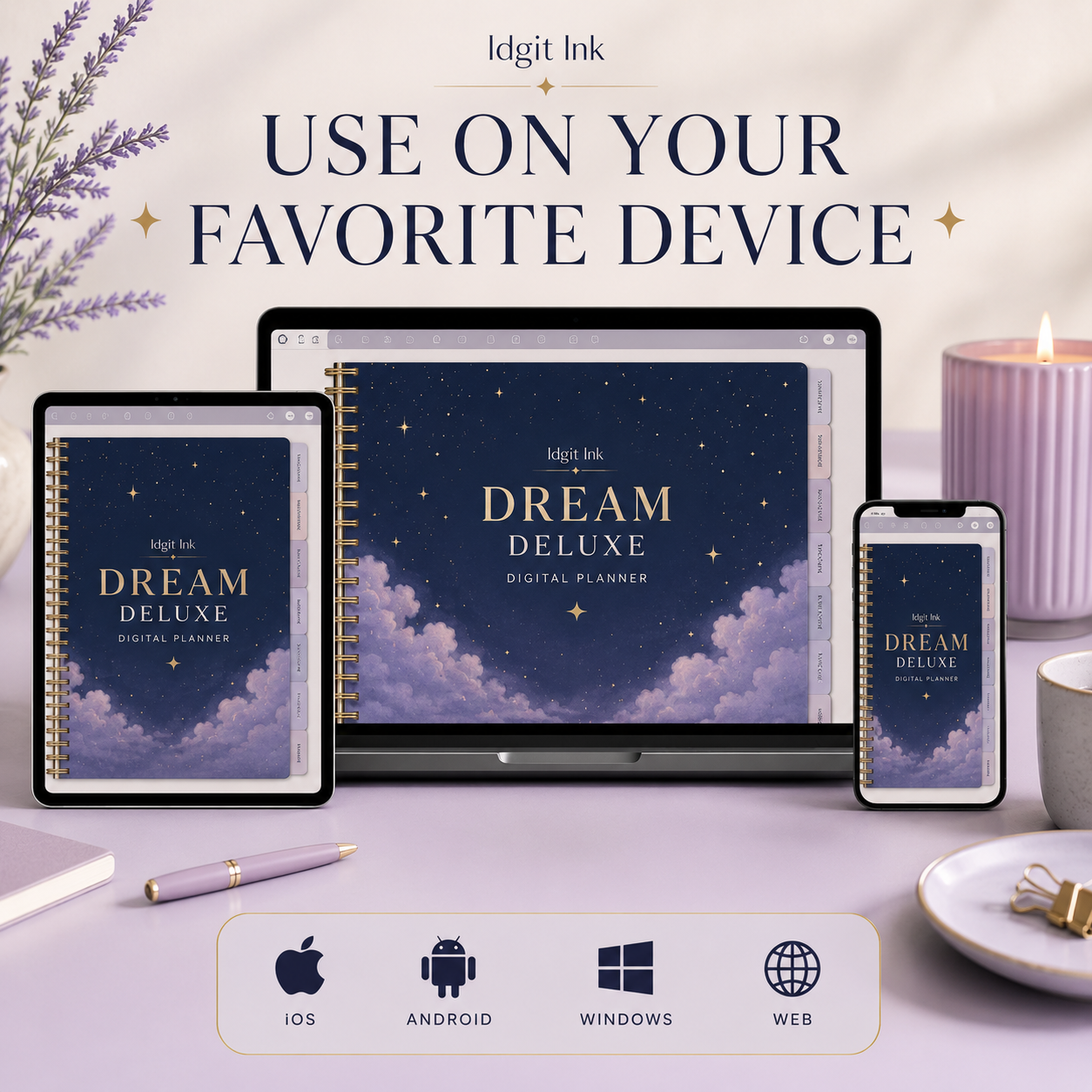 Dream Journal and Sleep Reflection Deluxe Digital Planner listing image 1 of 10