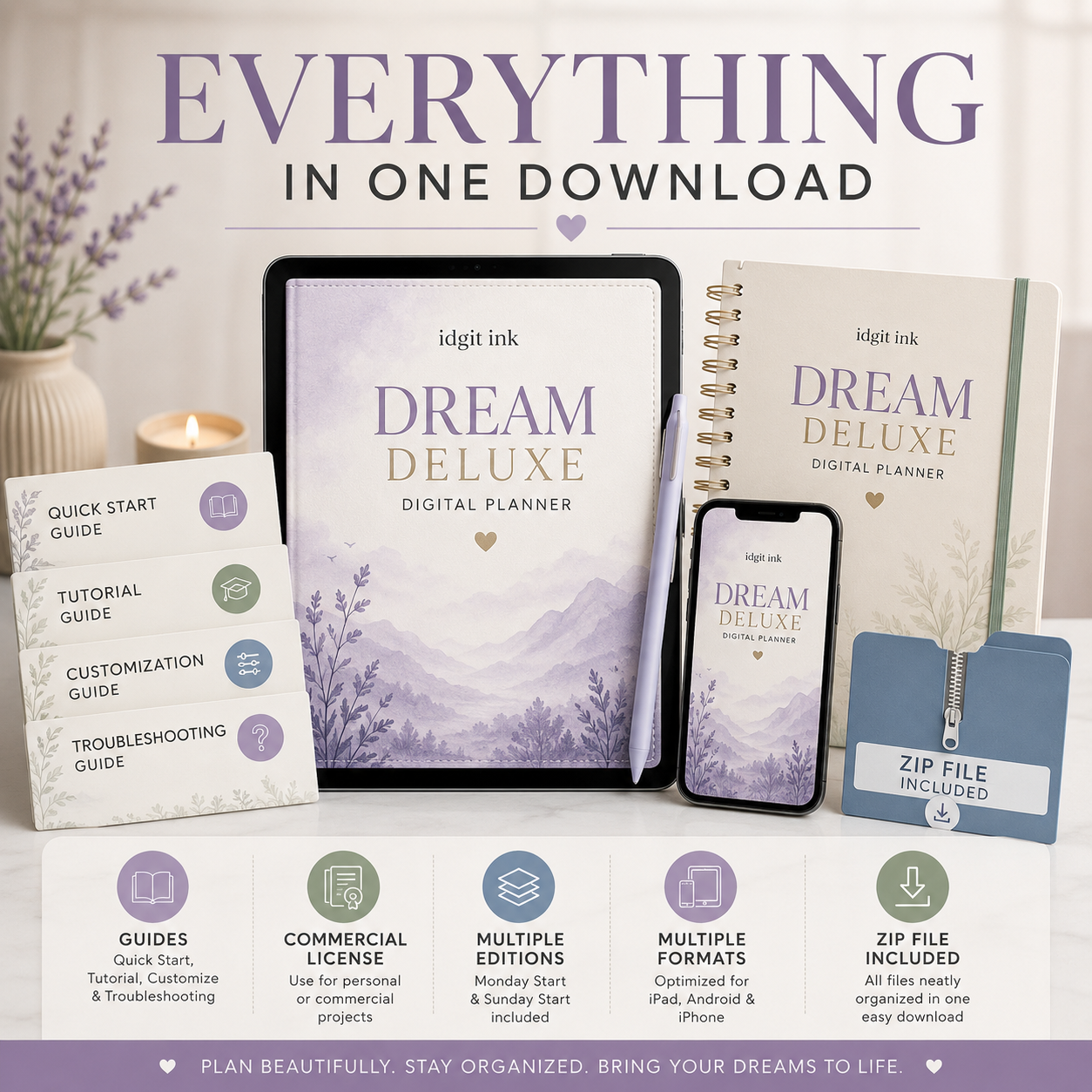 Dream Journal and Sleep Reflection Deluxe Digital Planner listing image 9 of 10