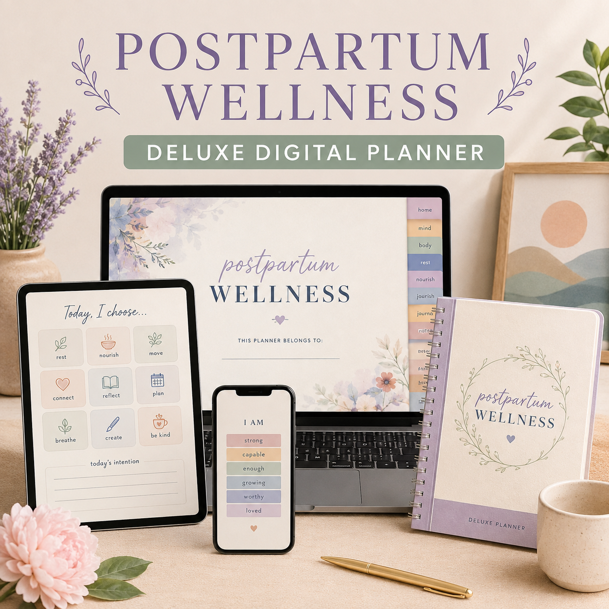 Postpartum Wellness Deluxe Digital Planner and Support Toolkit listing image 2 of 10