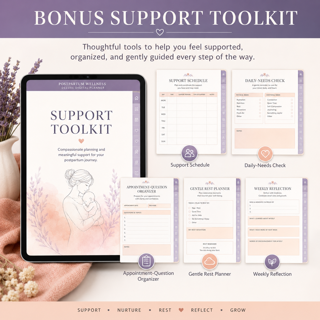 Postpartum Wellness Deluxe Digital Planner and Support Toolkit listing image 7 of 10