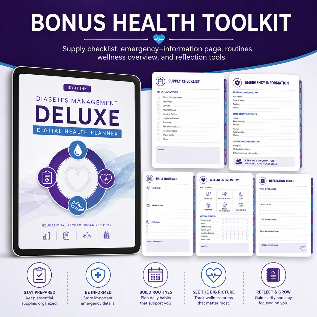 Diabetes Management Deluxe Digital Health Planner listing image 6 of 10