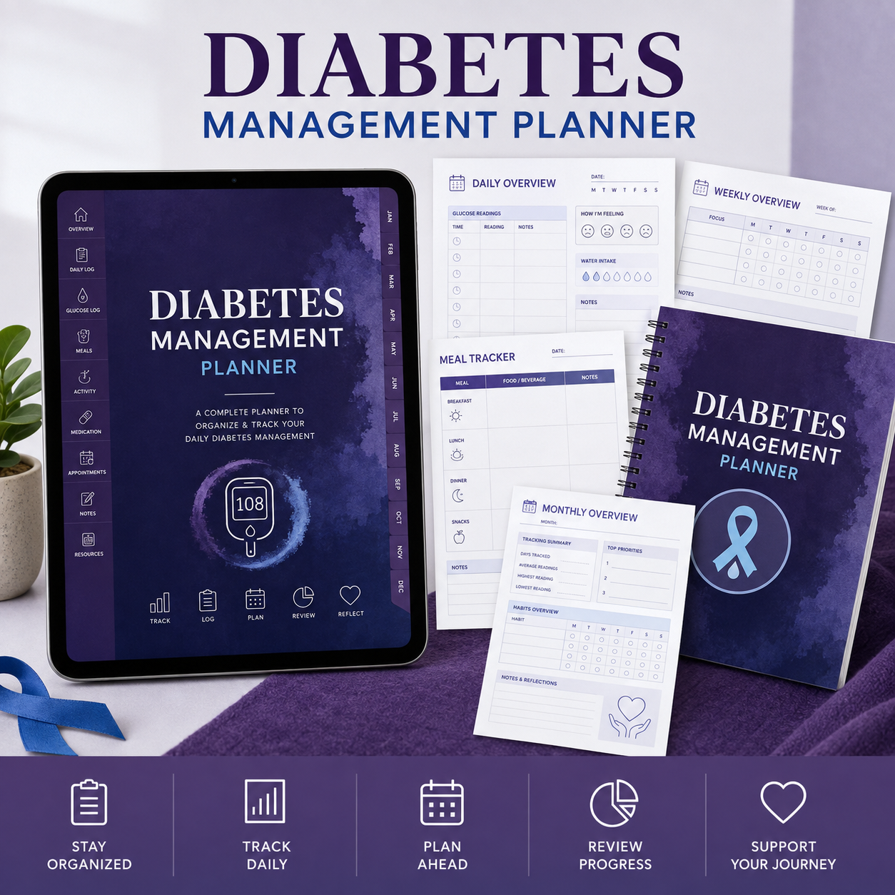 Diabetes Management Deluxe Digital Health Planner listing image 8 of 10