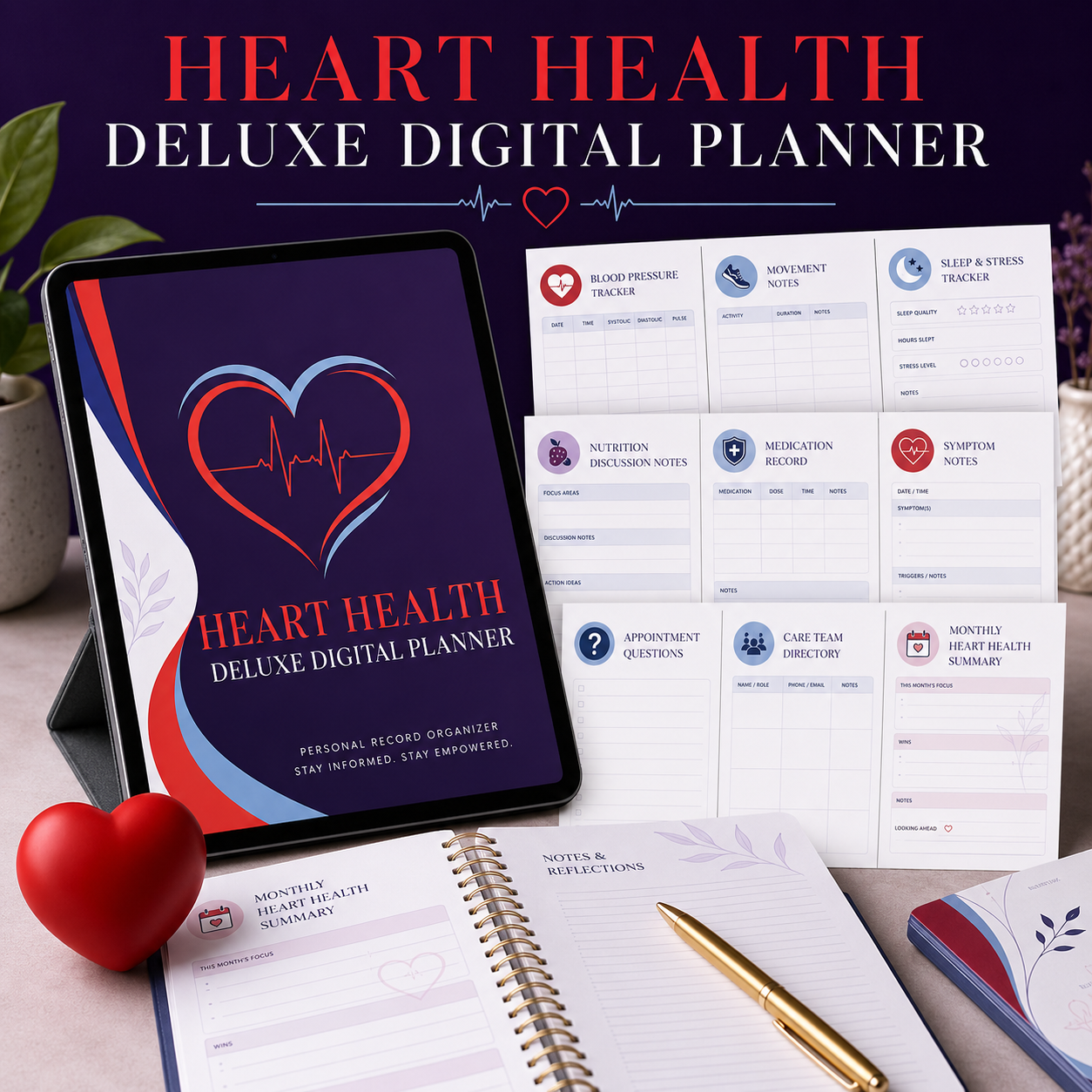 Heart-Health Deluxe Digital Planner and Care Organizer listing image 1 of 10