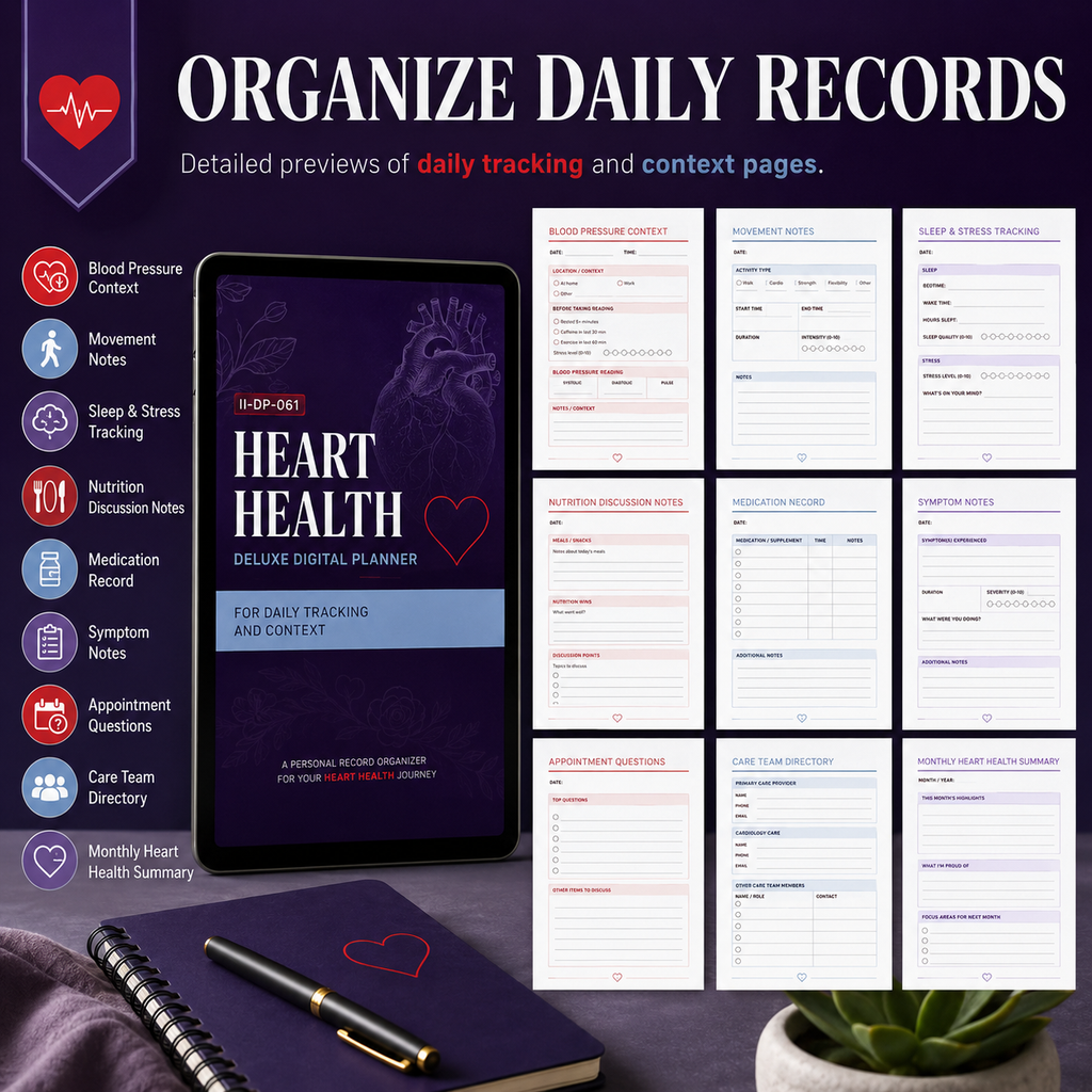 Heart-Health Deluxe Digital Planner and Care Organizer listing image 3 of 10