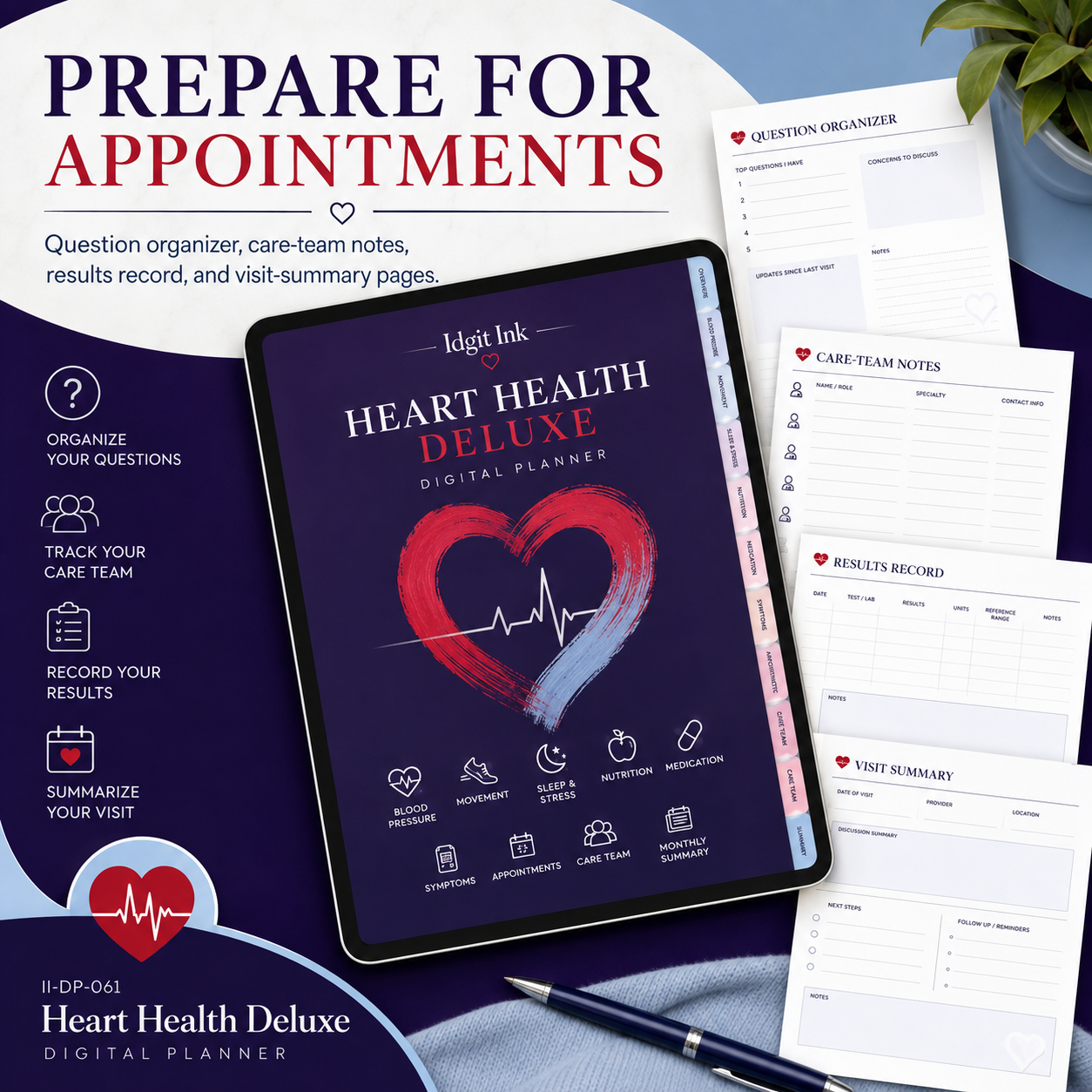 Heart-Health Deluxe Digital Planner and Care Organizer listing image 4 of 10