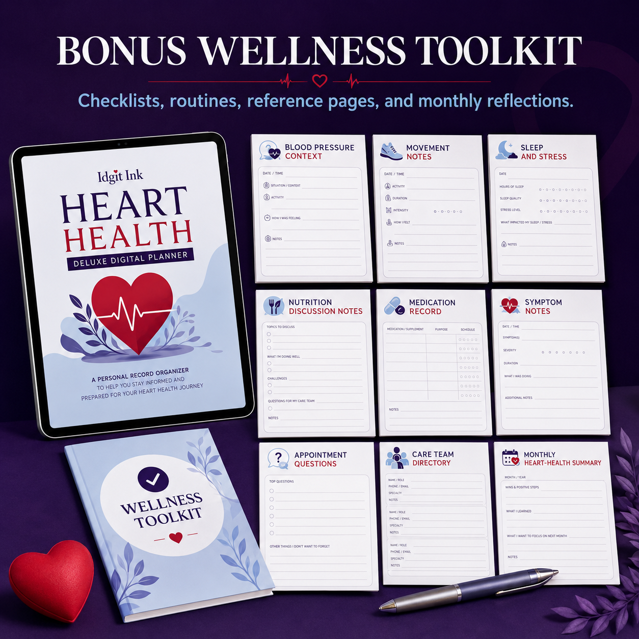 Heart-Health Deluxe Digital Planner and Care Organizer listing image 7 of 10