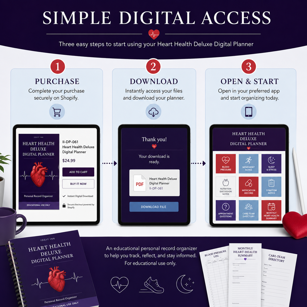 Heart-Health Deluxe Digital Planner and Care Organizer listing image 9 of 10