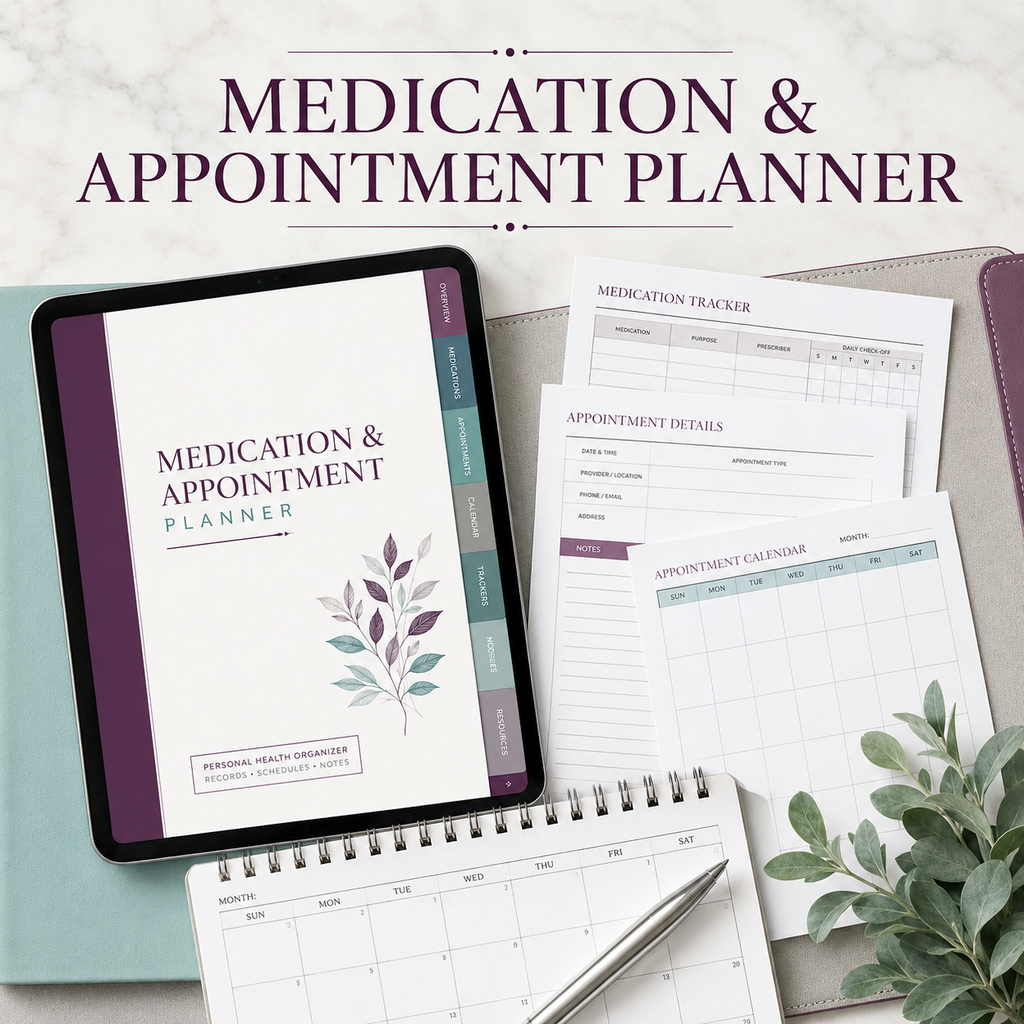 Medication and Appointment Deluxe Digital Health Planner listing image 1 of 10