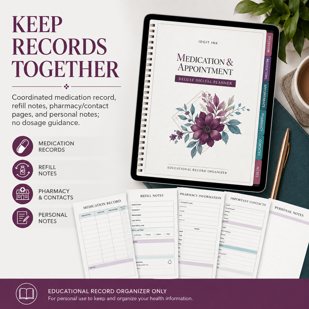 Medication and Appointment Deluxe Digital Health Planner listing image 2 of 10
