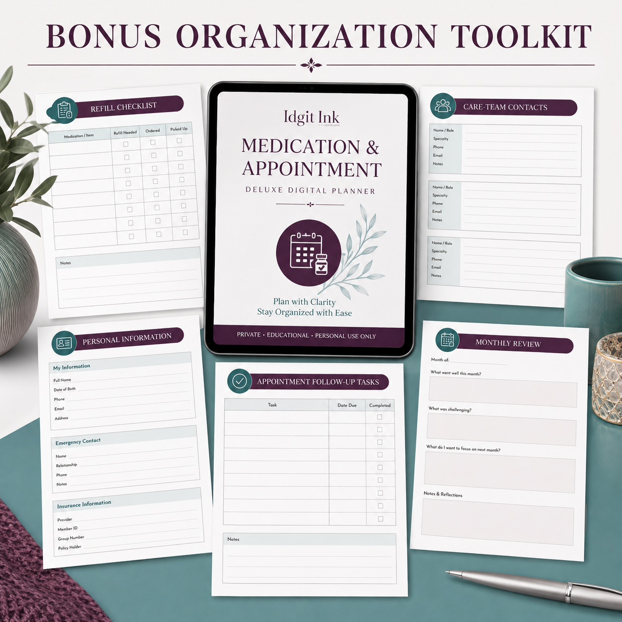Medication and Appointment Deluxe Digital Health Planner listing image 7 of 10