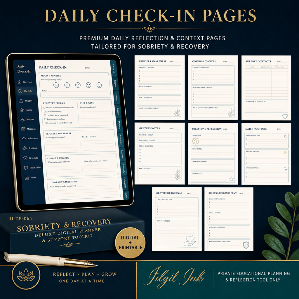 Sobriety and Recovery Deluxe Digital Planner and Support Toolkit listing image 1 of 10