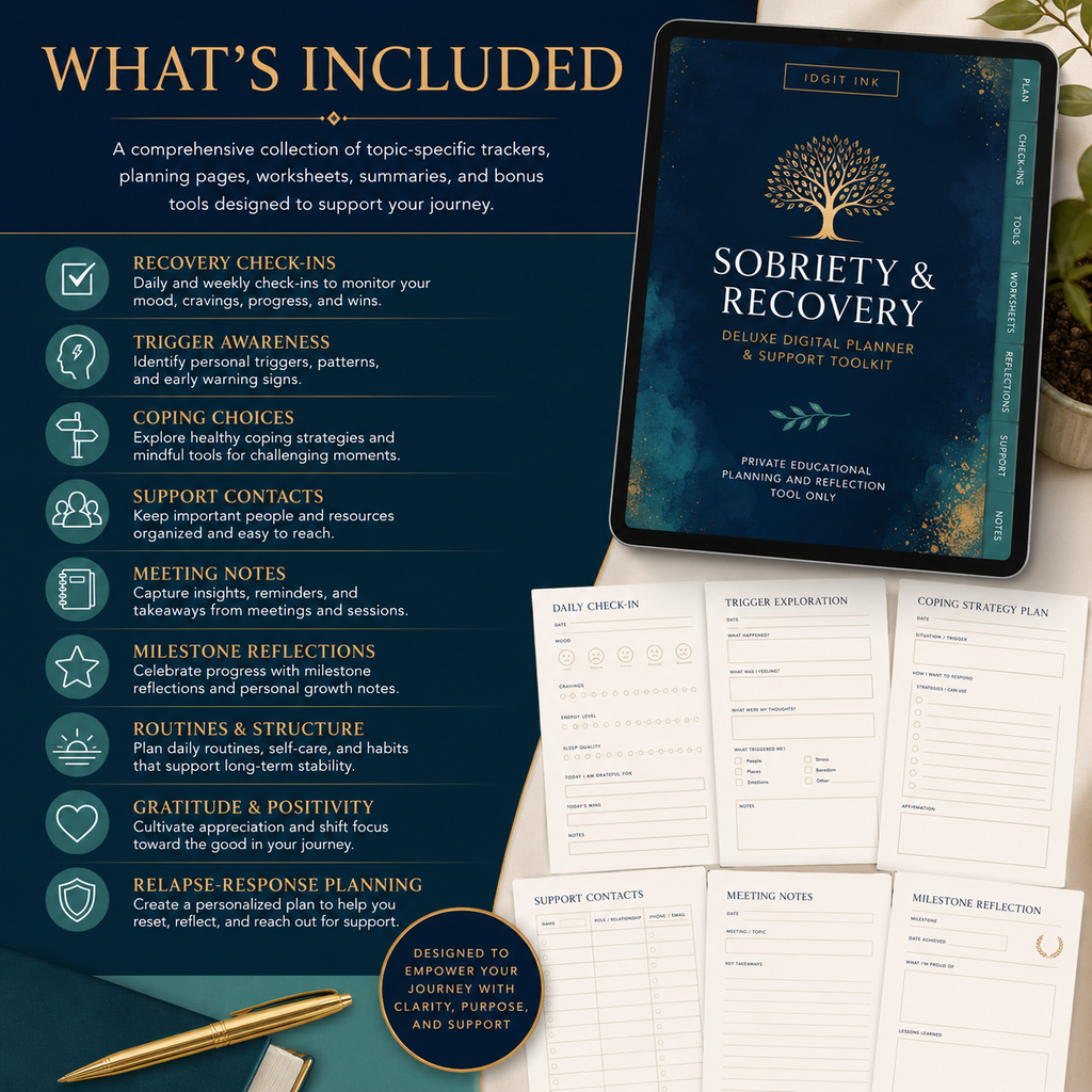 Sobriety and Recovery Deluxe Digital Planner and Support Toolkit listing image 2 of 10