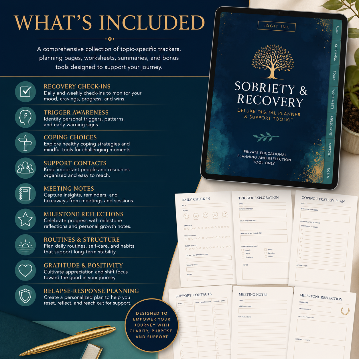 Sobriety and Recovery Deluxe Digital Planner and Support Toolkit listing image 2 of 10