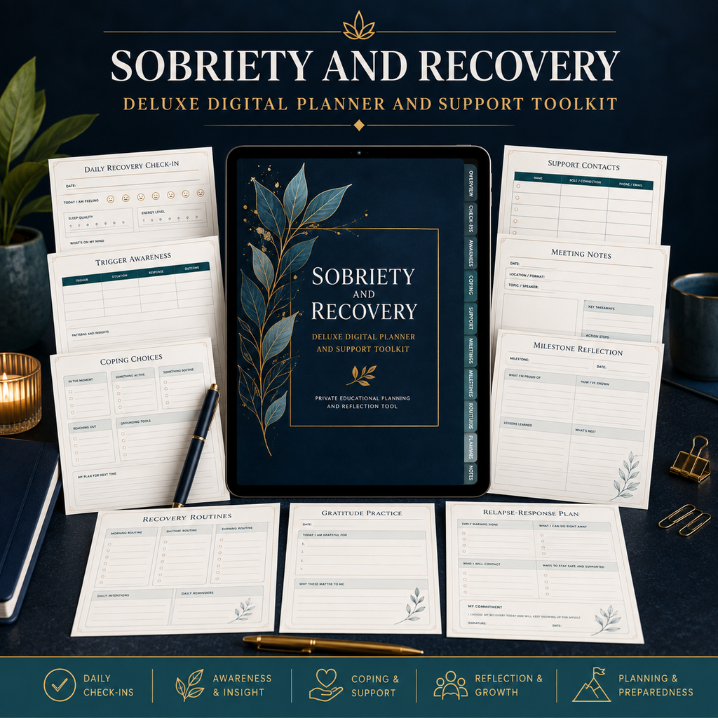 Sobriety and Recovery Deluxe Digital Planner and Support Toolkit listing image 4 of 10